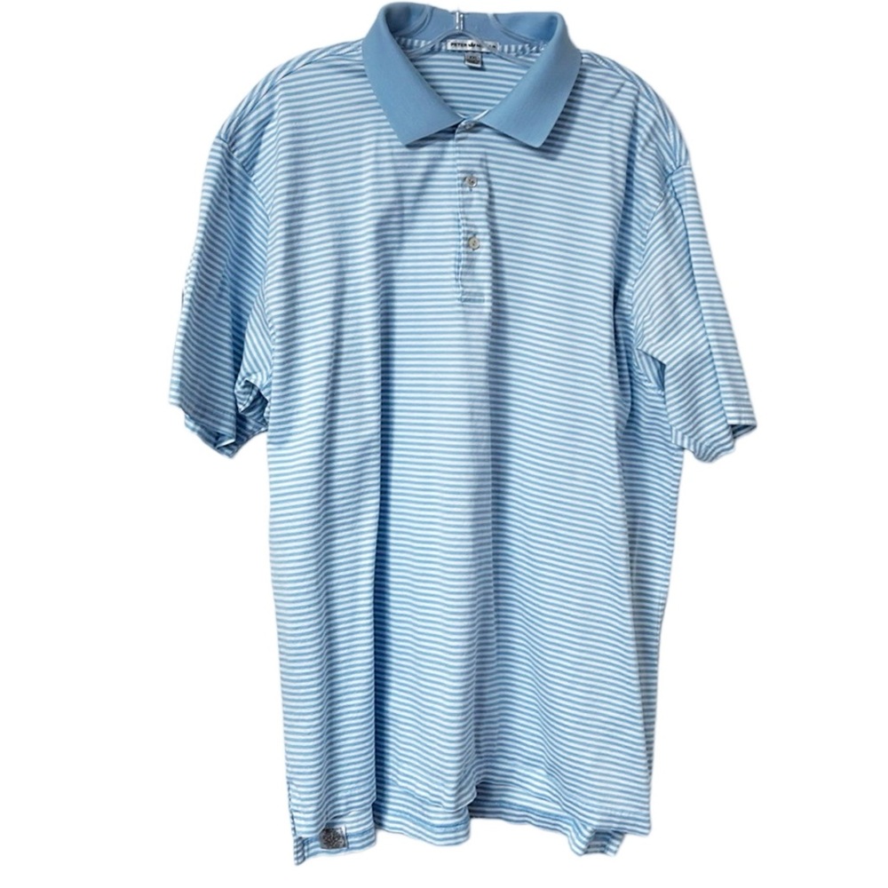 Peter Millar Blue Striped Polo Golf Shirt Size XXL